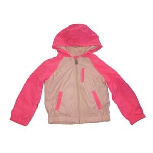 Cat & Jack Girl Llama Neon Pink Packable Zipper Porch Jacket Outdoor Sz 4/5 G002